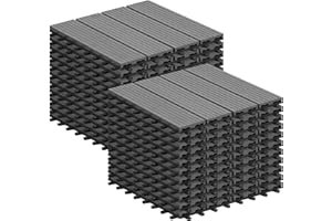 Laneetal WPC Fliesen 22er Set für 2 m², für Außen Terrasse Balkon, Terrassenfliesen Klicksystem 30x30 cm, Hellgrau