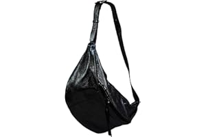 SH Leder Daniela G768 - Borsa da donna unisex in vera pelle, 49 x 28 cm, nero metallizzato, 49x28x18 cm
