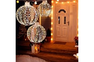 SOARS Set di 3 luci natalizie per esterni e interni, con 180 luci calde e 180 luci bianche, luci natalizie impermeabili, per feste in giardino