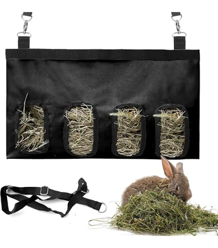 Balacoo Heu-Futterspender Für Kaninchen & Meerschweinchen – Hängend, Aus Stoff, Hellgrau