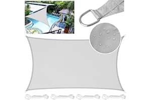 LEcylankEr Sun Shade Sail 2x4m Rectangular PES Polyester Waterproof Sail Shade with Accessories 95% UV Block Shade Sails Sun Shades for Garden Outdoor Patio Pergola Balcony (light grey, 2 x 4 m)