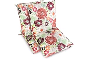 Makimoo Set of 2 Outdoor Dining Chair Cushions, Comfort Patio Garden Seating Cushions, 44 x21x4.5 inch, For Garden Furniture, Blooming Fiesta