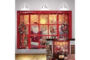 WANGRJ Weihnachts-Weihnachtsmann-Hintergrund, Weihnachts-Winter-Geschenk, Pferd-Hintergrund, Familien-Party-Dekoration, Foto-Requisiten, 2,1 x 1,5 m