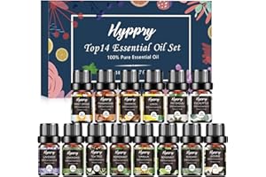 Hyppry Essential Oils for Diffuser for Home 14 x 5ml, 100% Pure Natural Therapeutic Grade Aromatherapy Oil Set - Jasmine, Cinnamon, Bergamot, Lemongrass, Rosemary, Frankincense, Vanilla, Patchouli