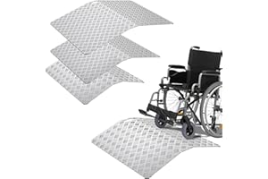 LZQ Rampe de seuil de porte, pour fauteuil roulant, en aluminium, antidérapante, portable, avec poignées, capacité de charge 270 kg (60 x 70 x 10 cm)
