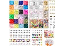 7200 Pcs Clay Heishi Beads for Bracelets, Flat Round Clay Spacer Beads with 900 Pcs Letter Beads, Pendants, Jump Rings, Clay 