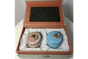 QUFZDOPV Small Urn for Human Ashes,Handicrafted Ceramic Urn,Beautiful Tiny Keepsake Urns for Pet or Human, with Premium Gift Box… (Beige1Pc+Blue1Pc)