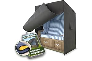 WALDNER Strandkorb Schutzhülle | Oxford 600D | Abdeckung Strandkorbhülle Abdeckhaube Abdeckplane | wasserdicht winterfest wetterfest UV-beständig atmungsaktiv | 120 x 90 x 160 B/T/H | grau anthrazit