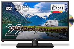 Cello C2220FMTRDE 12 Volt TV Numérique LED Traveler Full HD de 22 Pouces avec Lecteur DVD Intégré, Triple Tuner DVBT2 S2 et 12 V/24 V pour Camping-Car Camion