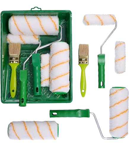 Gemsaya Verfrollerset, 12 stuks verfrollers en traysets, 9 inch rollen voor schilderen met verlengstang, verfborstel, 10 cm uitschuifbare verfroller kit voor het schilderen van muren, plafond, deuren