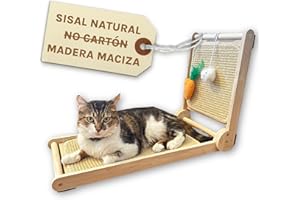 IAVENDO Rascador para Gatos Grandes, MÁXIMA Durabilidad y Resistencia, Sisal Natural, Madera Maciza, Rascadores de Gatos, Rascador de Gato, Forma de L, Plegable, Transportable, Incluye Juguete con Catnip