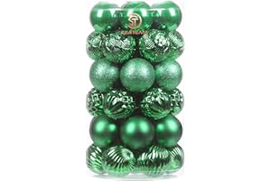 Sea Team 41 sztuk ozdób choinkowych ze sznurkami, bombki średniej wielkości 60 mm, odporne na pęknięcia plastikowe żarówki świąteczne, wiszące dekoracje na choinkę, wakacje, ślub, przyjęcie, zielone