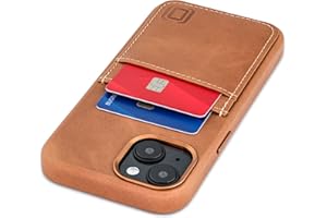 Dockem Funda Tipo Cartera de Cuero Genuino para iPhone 14 con Placa de Metal Incorporada para Montaje Magnético, Billetera Cosida con 2 Bolsillos para Tarjetas de Crédito (Marrón Claro, M2GL)
