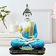 JAIPUR ACE Meditating Buddha Polyresin Idol Showpiece - Perfect for Living Room, Bedroom and Office Space - Home D?cor and Staircase Wall Decoration - Ideal for Gifting (White Sky Blue)