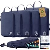 Organizer Suitcase,Compression Packing Cubes,Waterproof Organizer Bags Travel Bag Organizer Navy Blue 5 Piece Set
