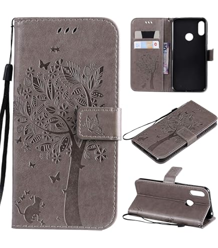 Housse Etui Portefeuille Cuir Pour Huawei Y6 2019 - Protection Anti-Choc Avec Fermeture Magnétique Et Emplacements Cartes