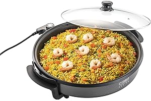 CASO Padella professionale – Multipadella elettrica per pizza, hamburger, verdure, ecc., fino a circa 240°C, funzione di mantenimento in caldo, colore: nero