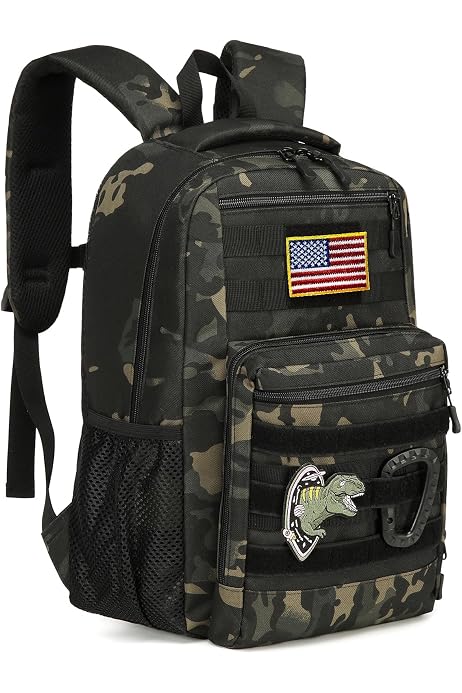 4land Camo Backpack – 40L Tactical School Bookbag With USB Port & MOLLE System For Boys & Men