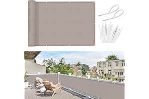 Sunnylaxx Balkon Sichtschutz 90x600cm, Taupe Balkonverkleidung Balkonabdeckung Balkonbespannung Blickdichte Windschutz und UV-Schutz mit Kabelbinder - 1