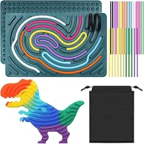 Tavola Sensoriale In Silicone Double-Face – Activity Board Per Autismo, ADHD E Ansia – 20 Corde Colorate – Giocattolo Antistress Per Bambini Dai 3 Anni E Adulti – Portatile Per Viaggi - 5