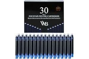 Wordsworth & Black - Paquete de 30 cartuchos de tinta para pluma estilográfica - Azul - Tamaño estándar internacional - Longitud aprox. 5,2 cm - Diámetro de la base aprox. 0,6 cm - Desechable