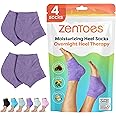 ZenToes Moisturizing Heel Socks 2 Pairs Gel Lined Fuzzy Toeless Spa Socks to Heal and Treat Dry, ed Heels While You Sleep (Regular, Lilac)