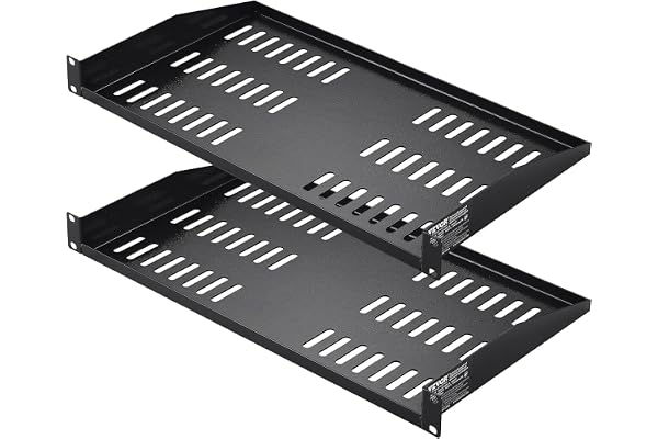 VEVOR Étagère de Rack de Serveur 1U, 2PCS, Étagère Montage en Rack ou Murale, Profondeur 250 mm, Capacité de Charge 22,68 kg avec Plateau Ventilé, pour Armoire Réseau 482,6 mm ou Rack d'Équipement