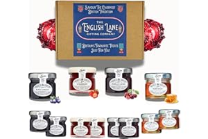 THE ENGLISH LANE GIFTING COMPANY Mini Jams & Honey Gift Hamper – 28g Each (12 Pack) – Strawberry, Blackcurrant, Morello Cherry & Pure Honey – Perfect for Holidays, Birthdays & Thank-You Gifts