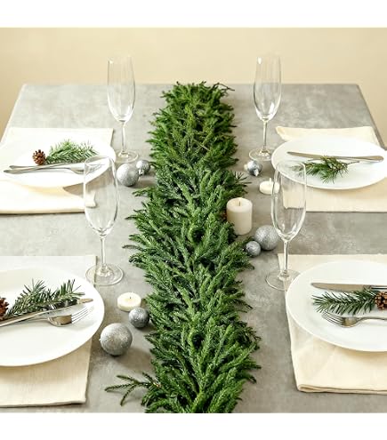 Guirlande de Noël pour cheminée, 1,8 m, plante artificielle, guirlande lumineuse de sapin de Noël, pour table, cuisine, porche, cheminée, cheminée, fenêtre de mariage, fête