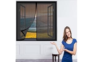 DOGUO Zanzariera Magnetica Porta Finestra 130 x 74 cm Rete Anti Zanzare Zanzariera Installare Senza Fori Zanzariera Finestra Magnetica Zanzariera Porta Finestra, Nero