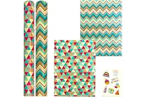 LZRINUE 2 rollos de papel de regalo de cumpleaños, rollos de papel de regalo, papel reciclable para cajas de regalo de cumpleaños, decoración de fiesta de cumpleaños (Banner)