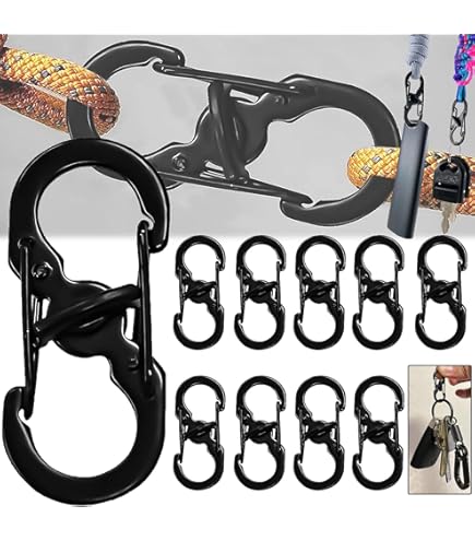 Mosquetón S 30 Piezas Mosquetones En Forma De S Tres Tamaños 32/40/50 Mm Mini Mosquetones Dobles Mosquetones De Aleación Para Actividades Al Aire Libre Camping Pesca Senderismo Viajes Negro