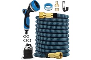 Zenmos Expandable Garden Hose Pipe 100FT, Flexible Water Hose with 10 Function Spray Nozzle, Expanding Water Hose with 1/2" 3/4" Connectors, Leak-Proof Magic Hoses for Gardening Car Washing & Cleaning