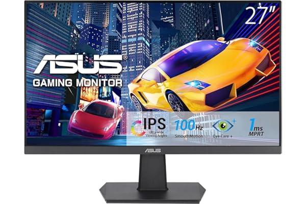 ASUS Monitor VA27EHF Eye Care Gaming 27" (IPS, Full HD, sin marcos, 100 Hz, sincronización adaptativa, MPRT de 1 ms, HDMI, luz azul baja, sin parpadeos, montaje en pared)