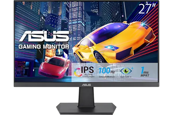 ASUS Monitor VA27EHF Eye Care Gaming 27" (IPS, Full HD, sin marcos, 100 Hz, sincronización adaptativa, MPRT de 1 ms, HDMI, luz azul baja, sin parpadeos, montaje en pared)