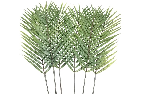 Aisamco 6 st konstgjorda palmblad blad blad konstgjorda tropiska monstera löv 73,7 cm höga för hem bröllop palm hawaiianska löv dekorationer