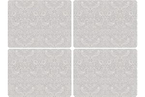 Portmeirion The Original Co-Juego de 4 manteles Individuales con Respaldo de Corcho Pure Morris Strawberry Thief, Multicolor, 40.1 x 29.8cm, 4