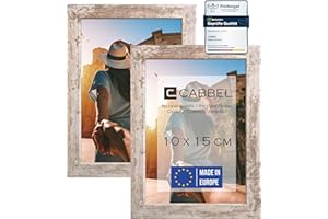 CABBEL podwójne opakowanie (zestaw 2) ramka na zdjęcia 10x15 cm, brzoza, solidna rama z drewna MDF, nietłukące pleksi, do powieszenia i postawienia, idealna do zdjęć/obrazków/kolaży