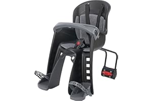 POLISPORT 8632800007 - Silla Delantera BILBY Junior FF para Bicicleta con Ruedas de 26'' a 29'' Apta para niños con un Peso de 9 a 15Kg con Anclaje en el Cuadro en Color Negro/Gris Oscuro