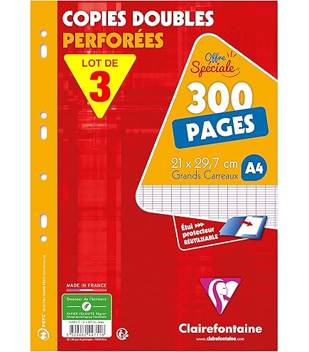 Clairefontaine 11831C A Pack Of Perforated Loose-leaf Binders - 24x32 Cm - 200 Seyes Ruled Pages - White Paper 90 G