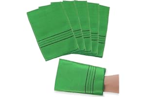 Sibba 5 Guanti Esfolianti Asiatici Coreani su Entrambi i Lati Guanti Esfolianti Italiani per Rimuovere la Pelle Morta Calli Scrubber Doccia Accessori da Bagno Spugne Luffa (Verde)