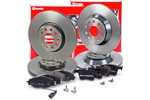 BREMBO Coated Disc Line Bremsenset inkl. Bremsscheiben Vorne Ø 312 mm Belüftet + Hinten Ø 300 mm Voll + Bremsbeläge Vorne und Hinten + Verschleißkontakt
