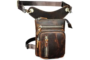 Handadsume Tela Resistente All'acqua + Vera Pelle Moto Equitazione Travel Coscia Borsa per Gambe Marsupio in Vita Per Gli Uomini Donne FB2141