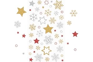 Kesote 230x Sticker Stern Aufkleber Glitzer Schneeflocken Etiketten Gold Selbstklebend zum Basteln Silber Weihnachten Deko Rot