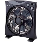 JATA JVVS3112 &ndash; Box Fan Floor Fan 34 cm, Silent Oscillating Fan, 3 Speeds, Timer and Automatic Shut-Off, Large Air Flow, Low