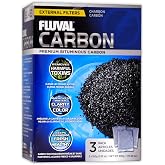 Fluval Akvaryumlar i&ccedil;in Karbon Filtre Ortamı, Premium Bit&uuml;ml&uuml; Karbon U&ccedil;lar, 100 gram Naylon Torbalar, 3'l&uuml; Paket, A1440