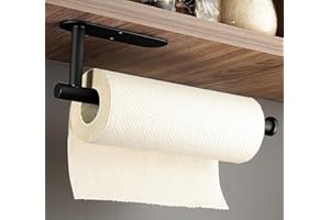 AONAT Portarrollos Cocina Papel,Autoadhesivo Portarrollos Cocina Papel,Ajustable Adhesivo o Taladro Paper Towel Holder,Acero Inoxidable Soporte Rollo de Papel Cocina para Baño y Cocina,Negro