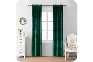 GIRASOLE HOME Coppia Tende Adelaide Morbide Oscuranti Termiche in Velluto 2 Pannelli da 55x240cm con Tasca, Verde