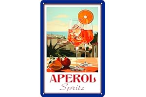 LUCKYLINDE 30 x 20 cm – Plaque en tôle rétro pour bar, recette de cocktail, sensation estivale – Aperol Spritz – Prosecco (Italie)