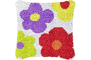YOOTOM Kit de coussin à nouer soi-même, pour débutants, adultes ou enfants, kit de nouage à faire soi-même, 43 x 43 cm